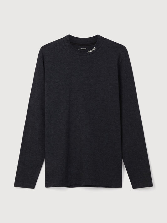 Acid Running Mock Neck Long Sleeve T-shirt Vintage Black