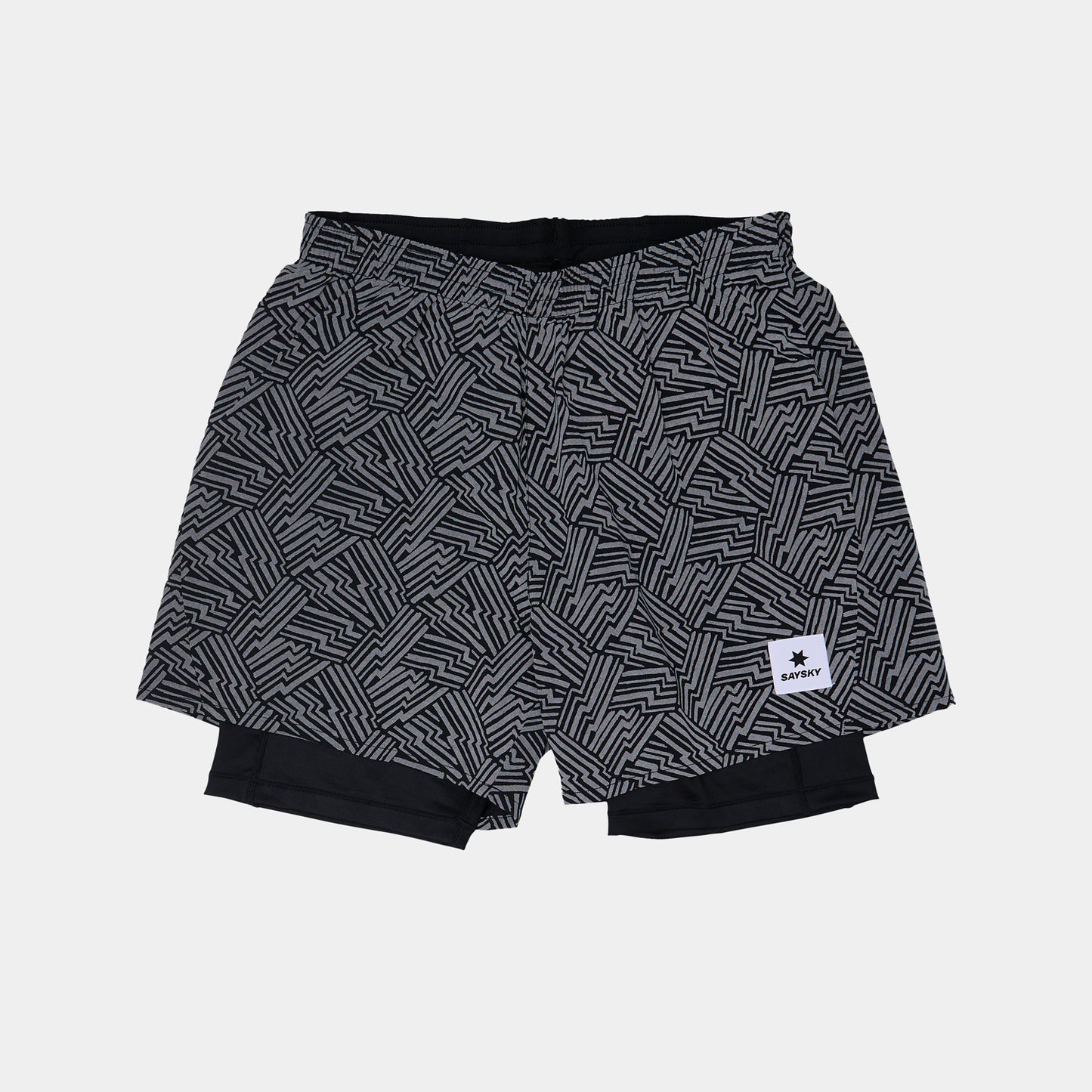 SAYSKY Reflective 2 in 1 Pace Shorts Black AOP