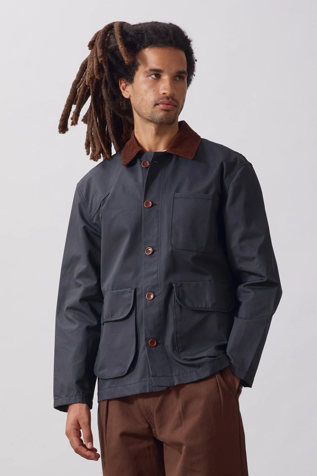 Service Works Waxed Long Barn Coat Black