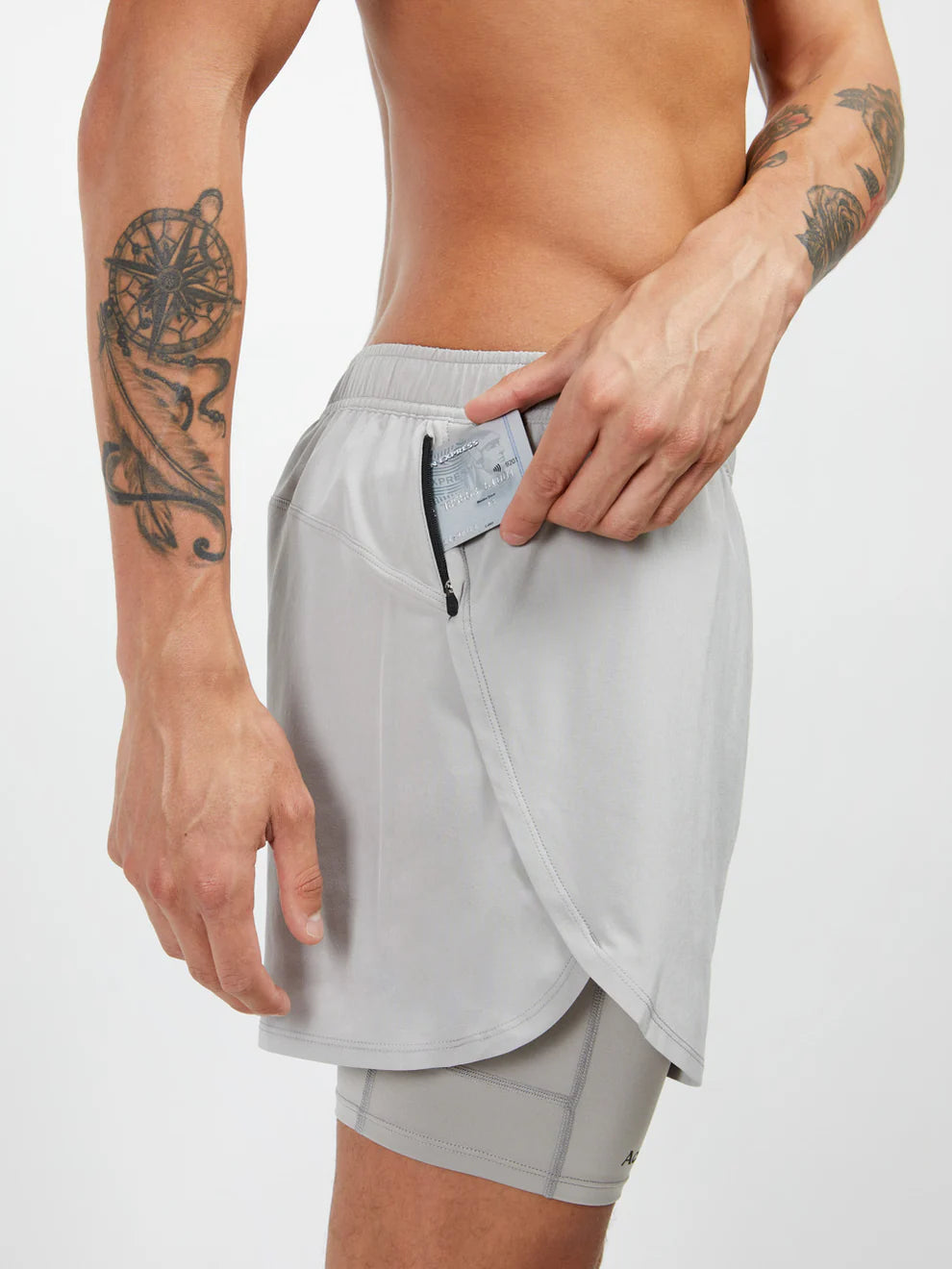 Acid Running 2-in-1 Shorts Ghost Grey