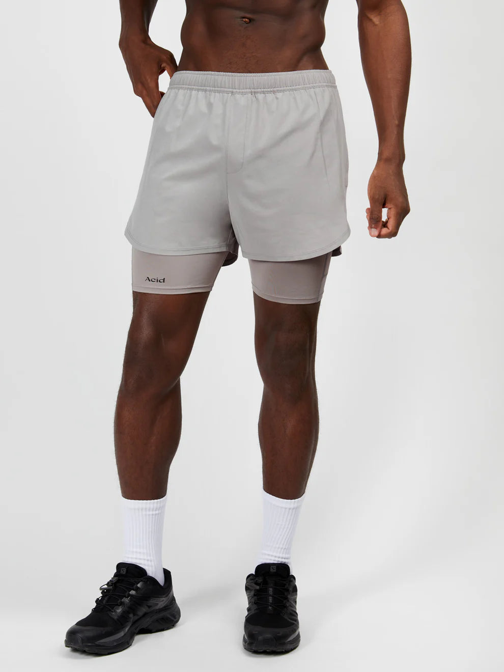 Acid Running 2-in-1 Shorts Ghost Grey