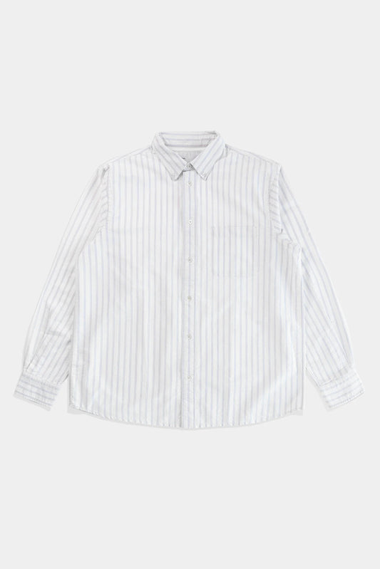 Adsum Premium Oxford Button Down Shirt White/Blue Stripe