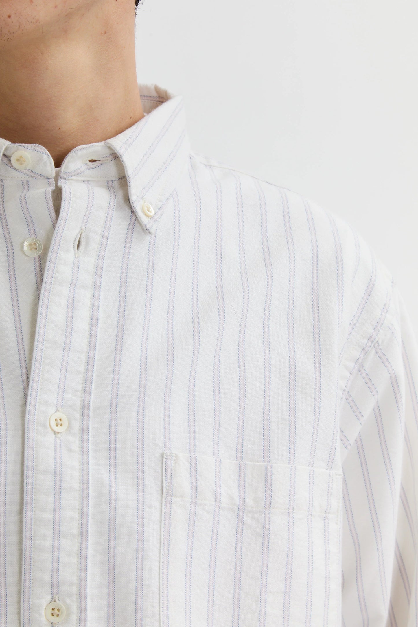 Adsum Premium Oxford Button Down Shirt White/Blue Stripe