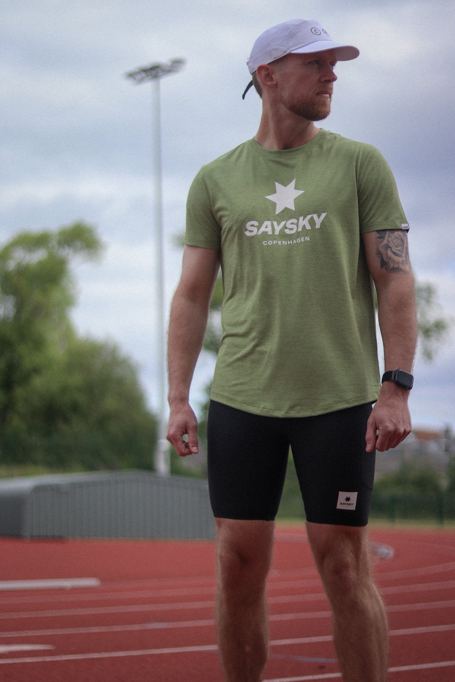 SAYSKY Logo Combat Pro T-shirt Green Melange