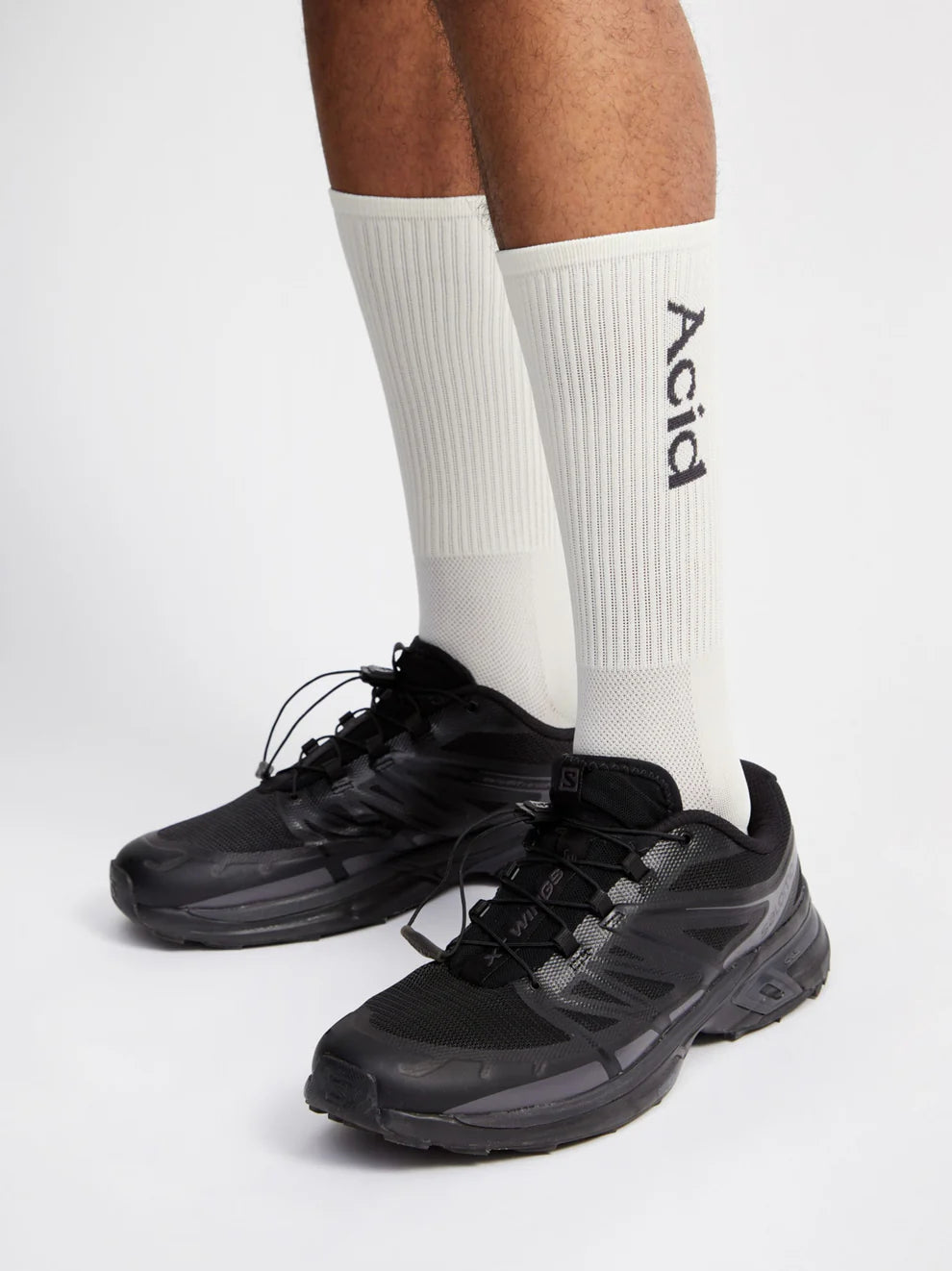 Acid Running Logo Socks Bone White