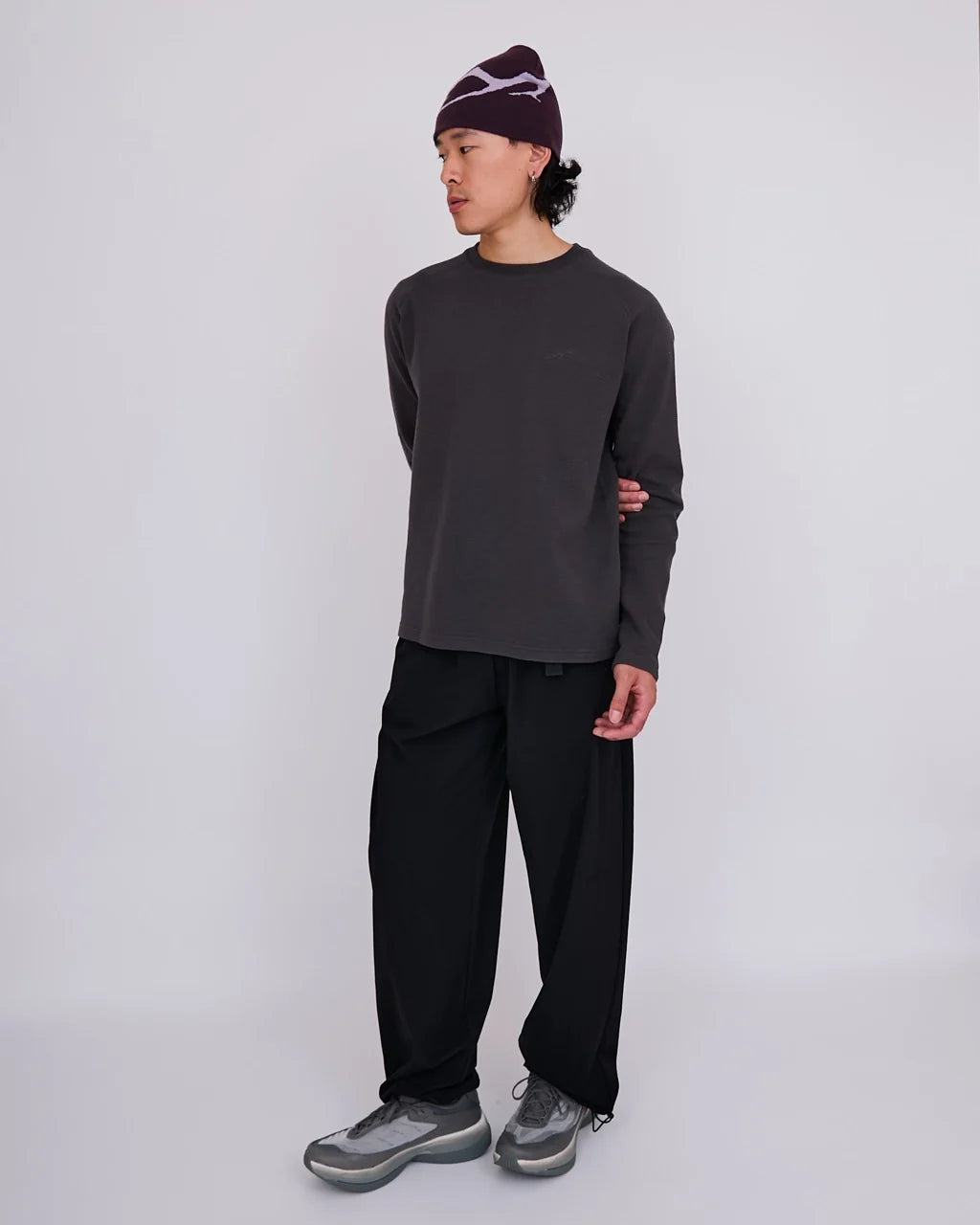 Mellow Clo Everyday Waffle Long Sleeve T-shirt Onyx Grey