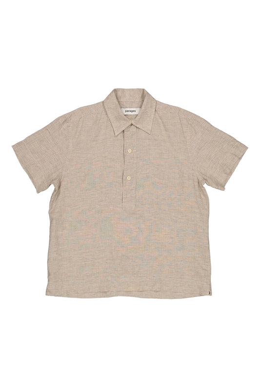 Parages Royan Linen SS Shirt Off White/Beige Check