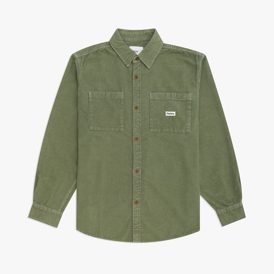 Parlez Ayr Cord Shirt Olive Green