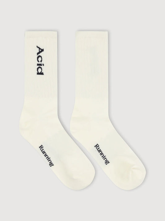 Acid Running Logo Socks Bone White