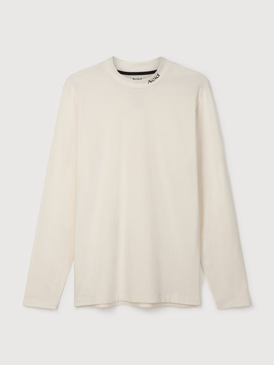 Acid Running Mock Neck Long Sleeve T-shirt Bone White
