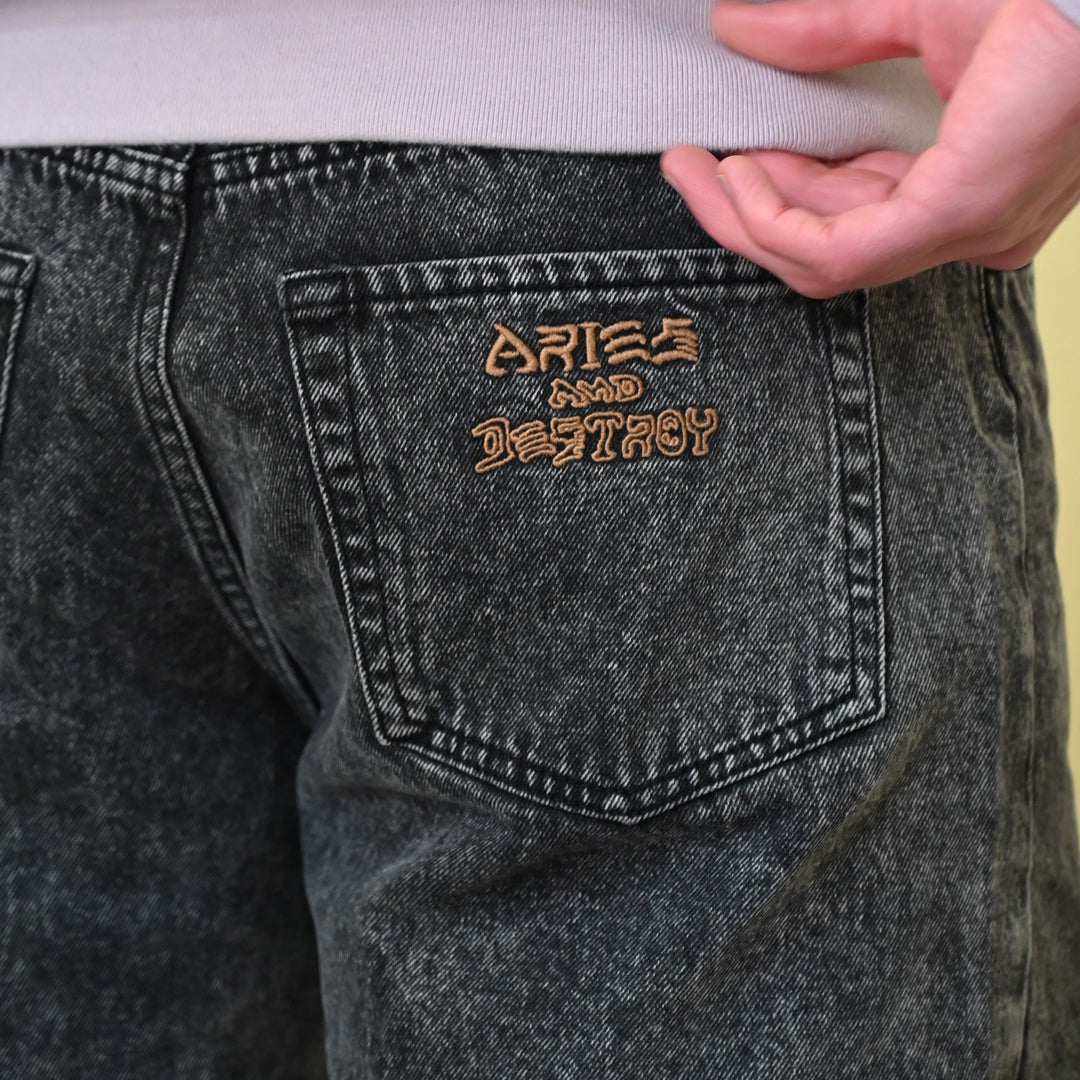Aries Acid Wash Denim Short Black