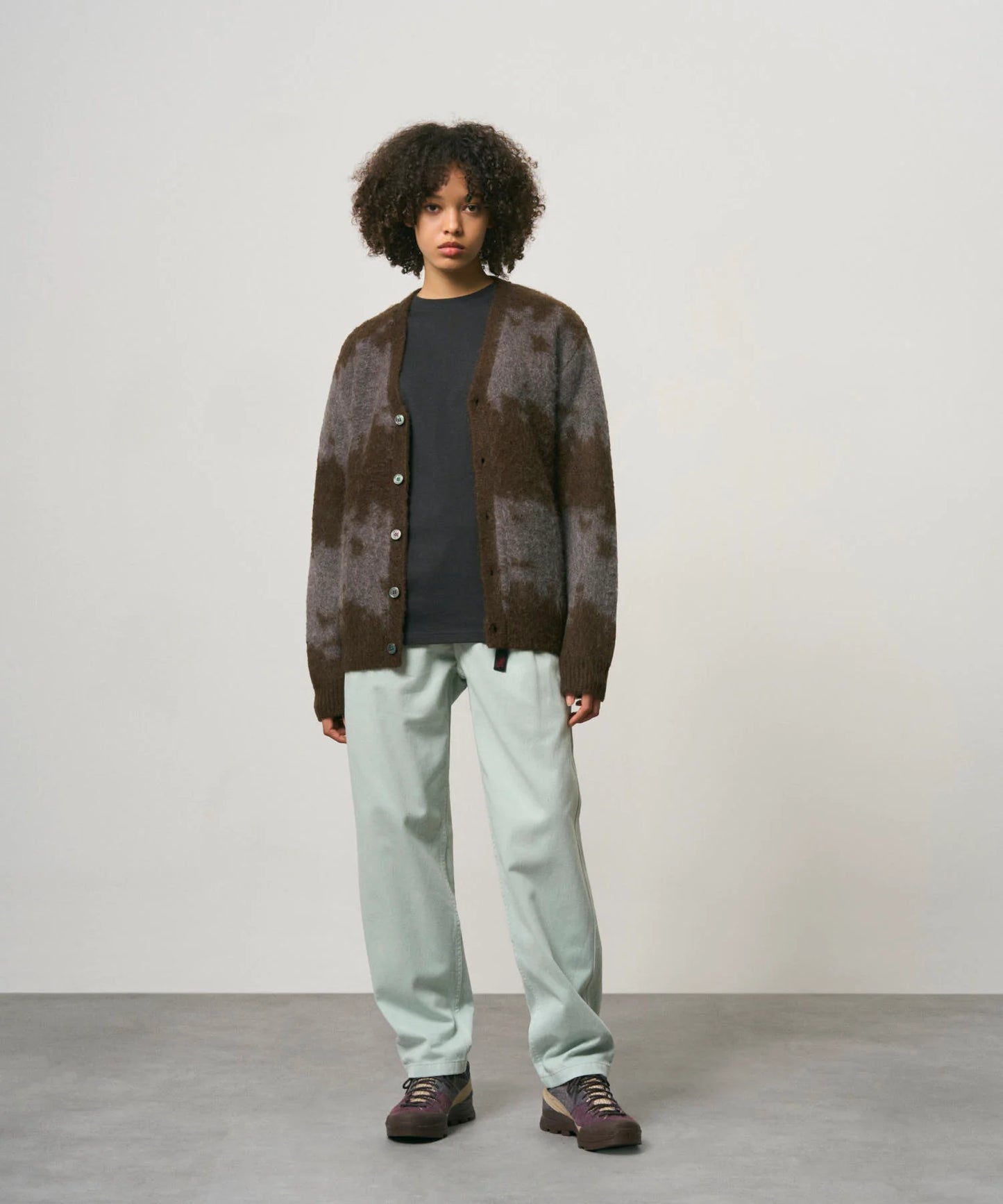 Gramicci Mohair Splatter Cardigan Slate Grey