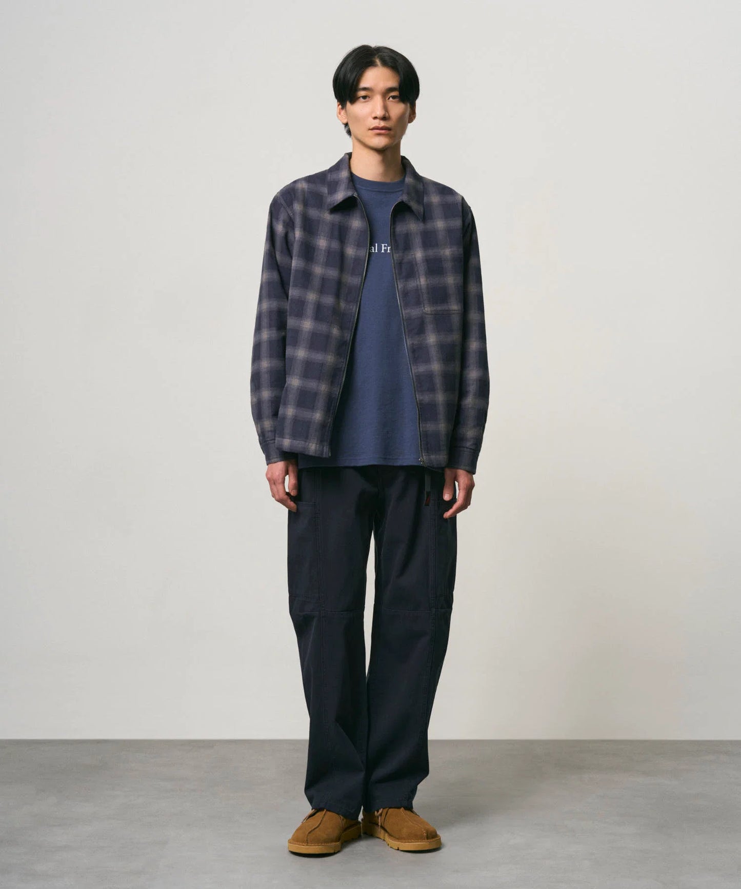 Gramicci Zip-Up Insulated Flannel Shirt Navy/Shadow Plaid