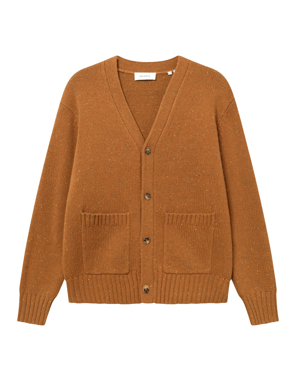 Les Deux Fleck Wool Cardigan Dark Ochre