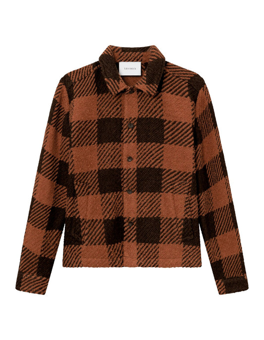 Les Deux Jaiden Boucle Overshirt Terracotta/Coffee Brown