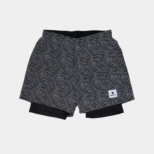 SAYSKY Reflective 2 in 1 Pace Shorts Black AOP