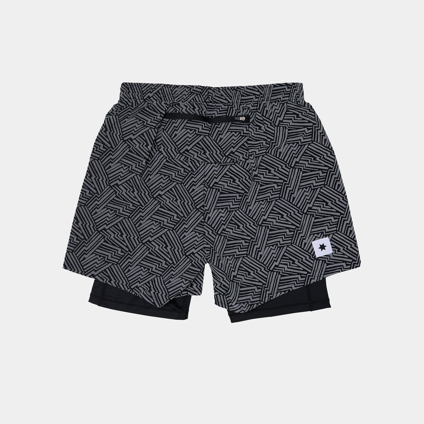 SAYSKY Reflective 2 in 1 Pace Shorts Black AOP