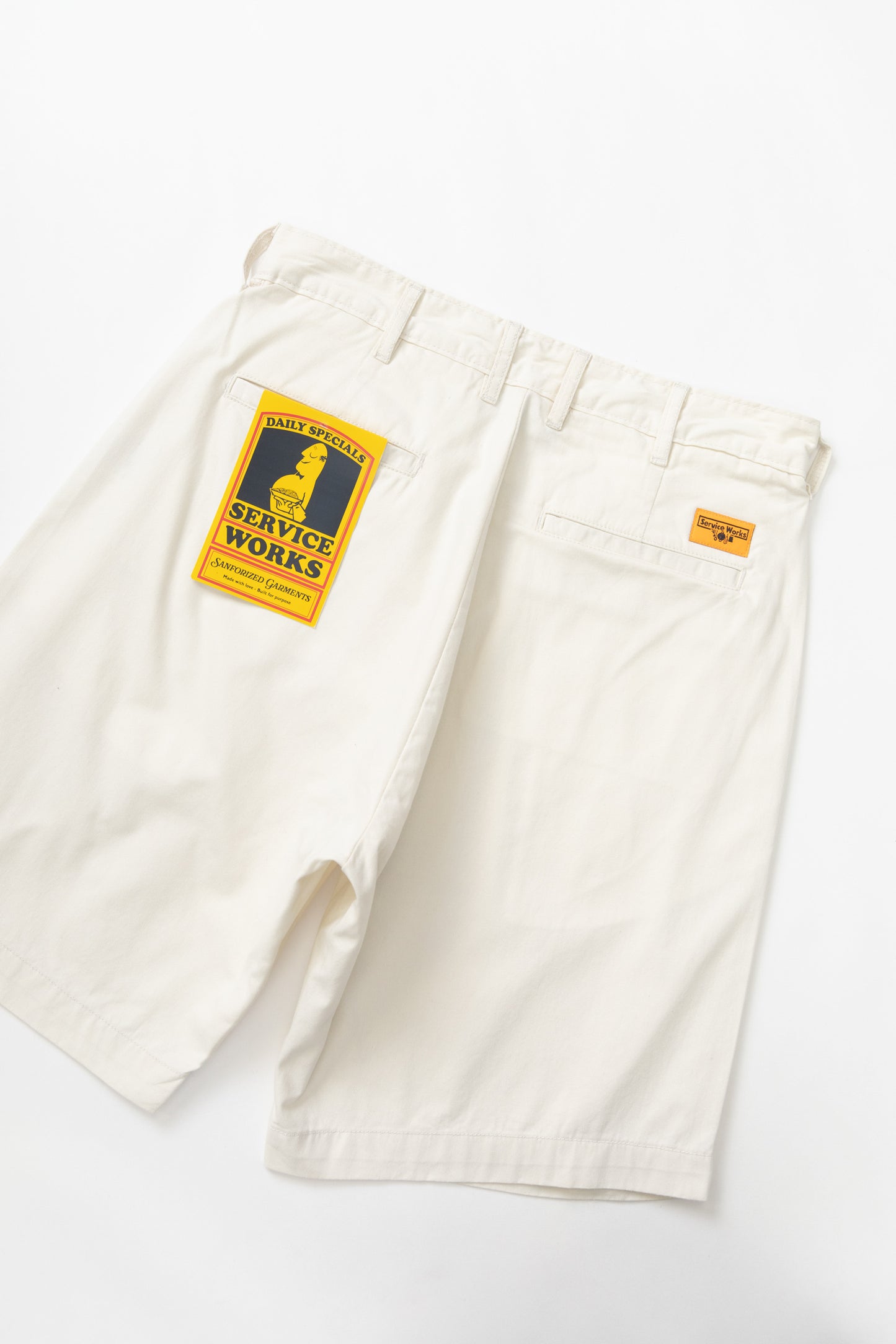Service Works Twill Part Timer Shorts Off White