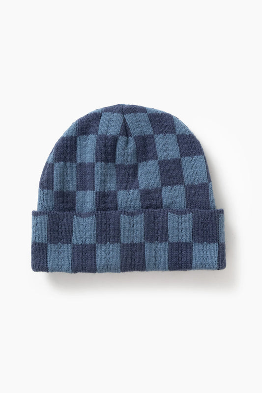 Service Works Chunky Knit Check Beanie Blue