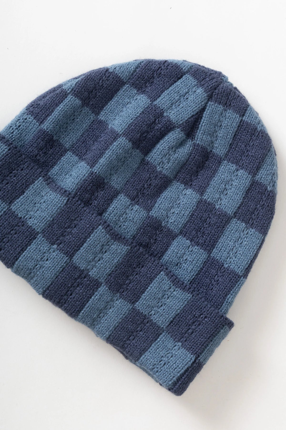Service Works Chunky Knit Check Beanie Blue