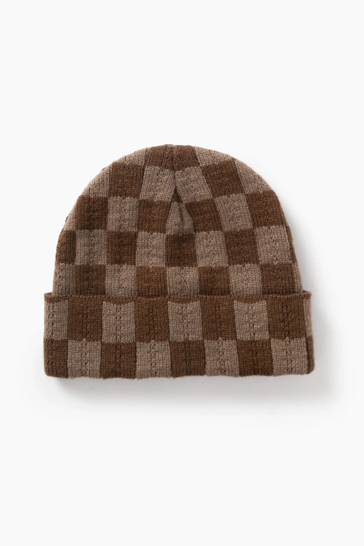 Service Works Chunky Knit Check Beanie Brown