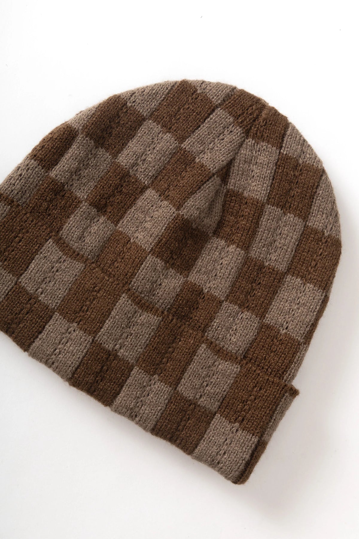 Service Works Chunky Knit Check Beanie Brown