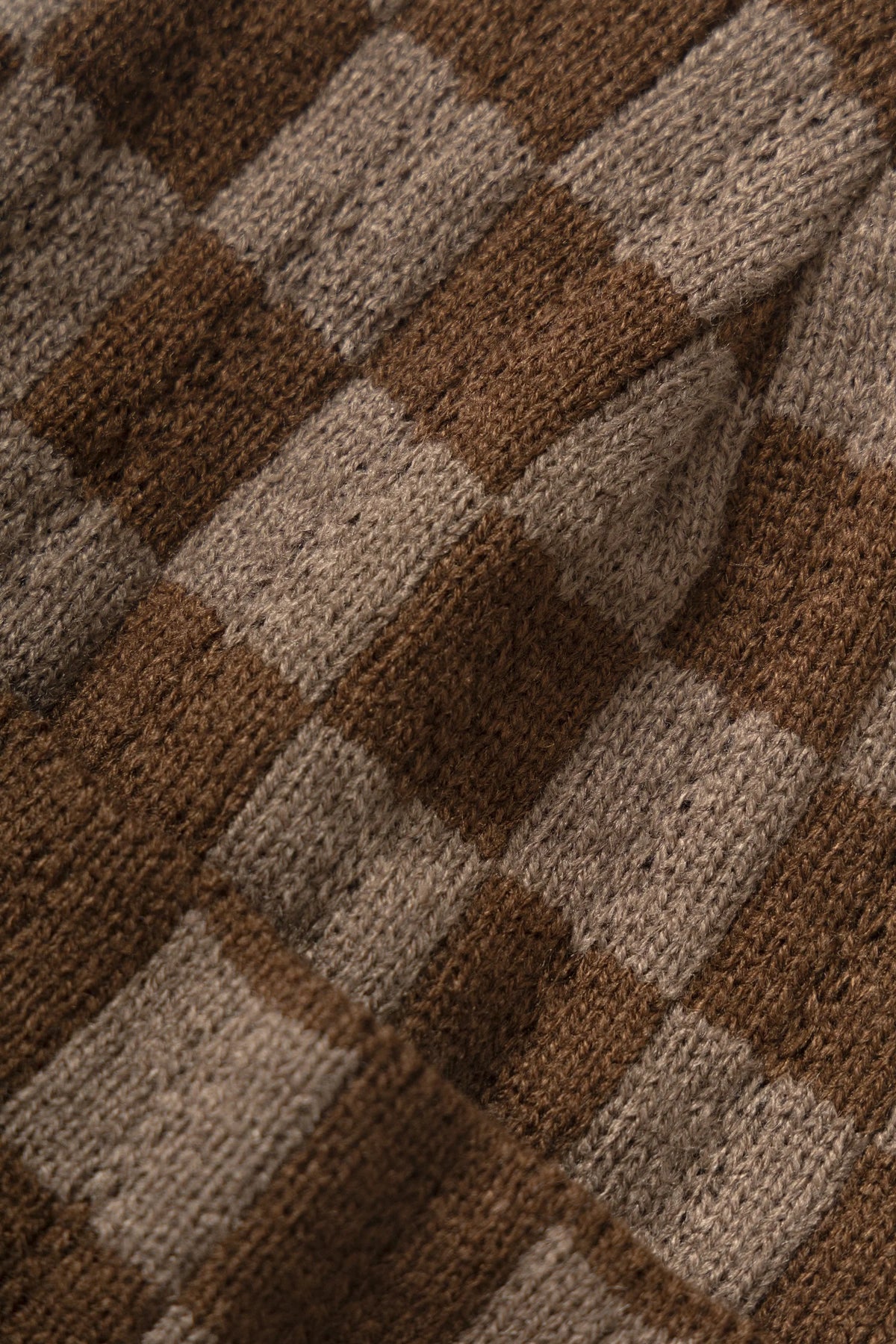 Service Works Chunky Knit Check Beanie Brown