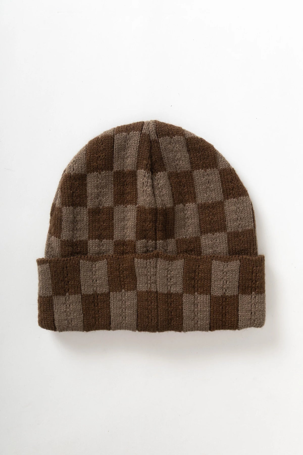 Service Works Chunky Knit Check Beanie Brown