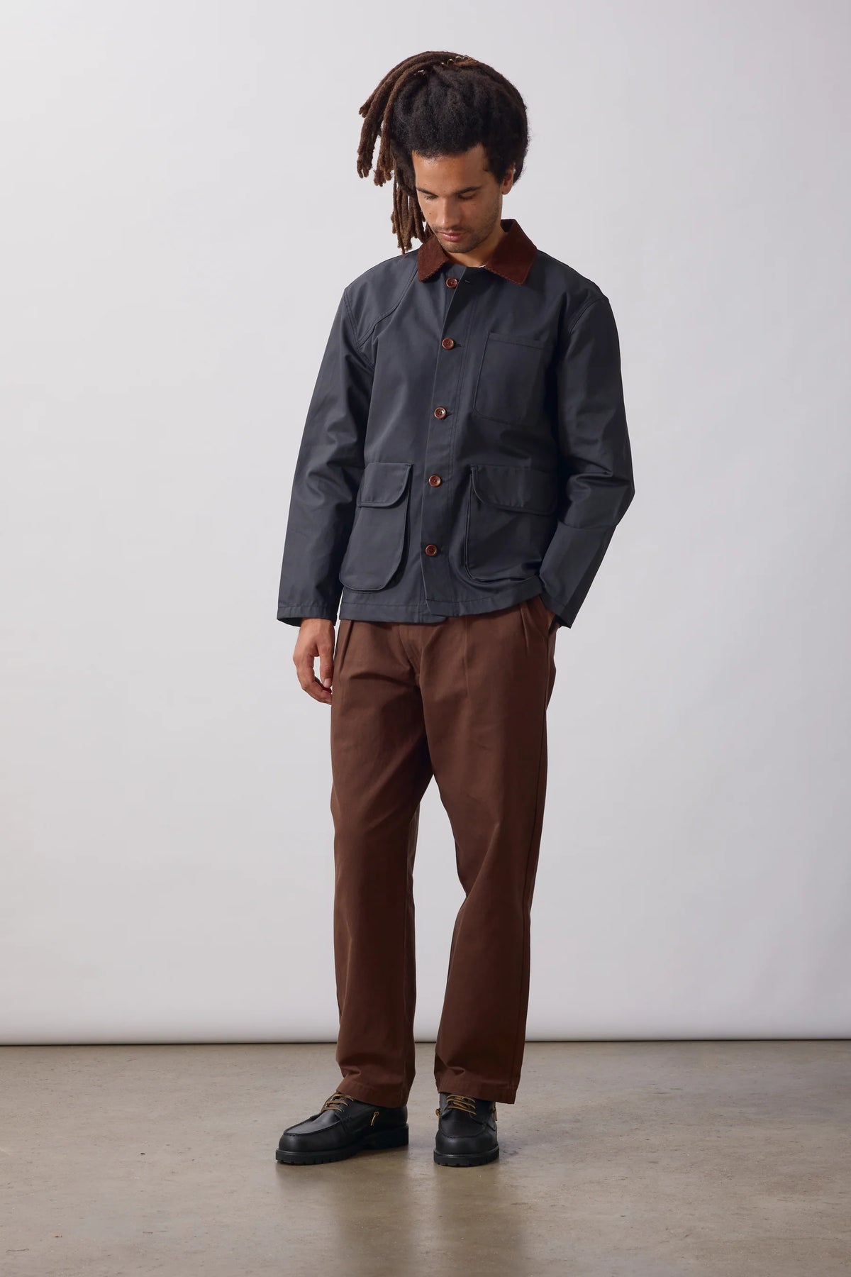 Service Works Waxed Long Barn Coat Black