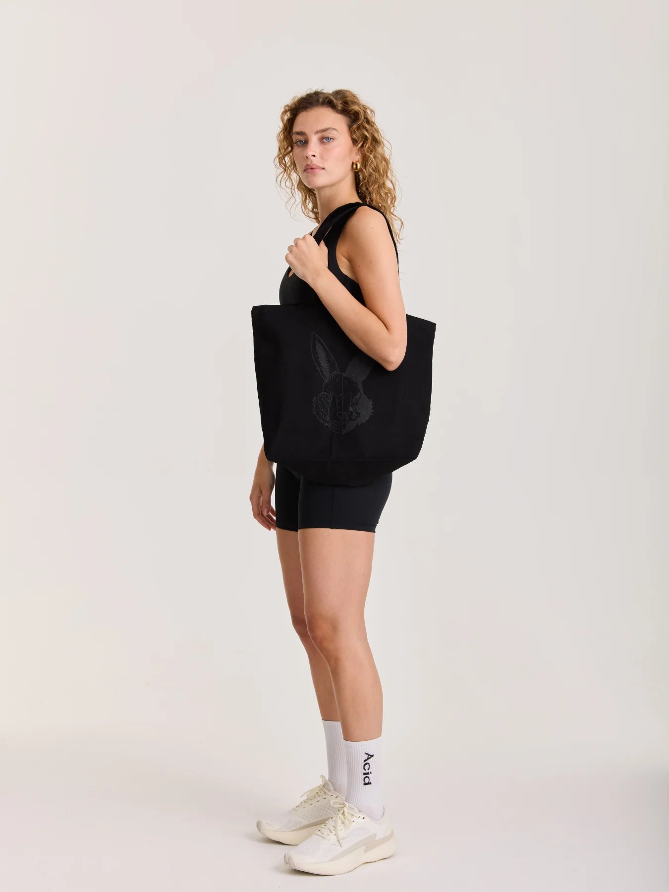 Acid Running Logo Canvas Tote Bag Black