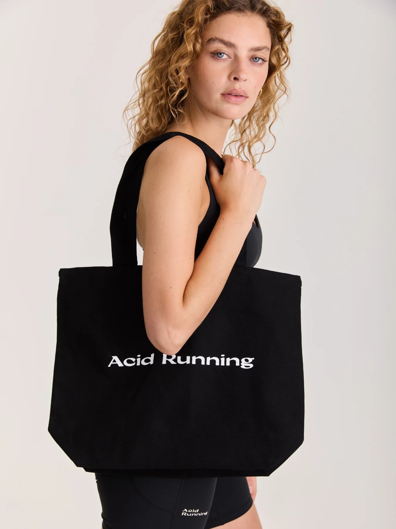 Acid Running Logo Canvas Tote Bag Black