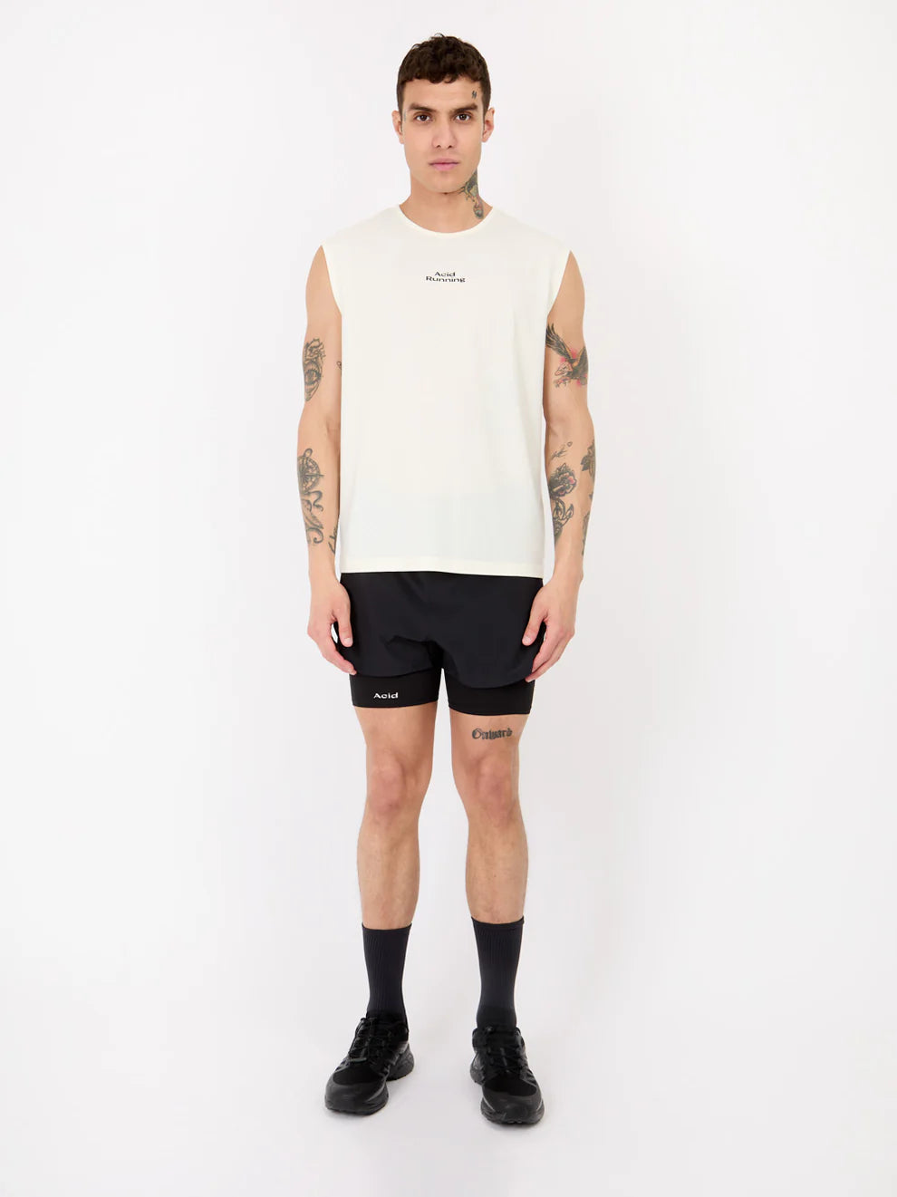 Acid Running Logo Tank Bone White