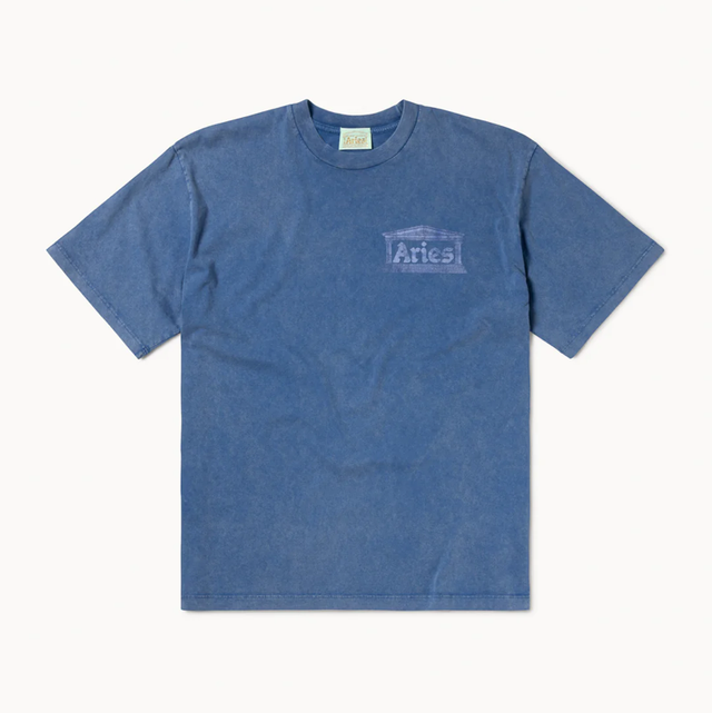 Aries Aged Ancient Temple Tee Blue