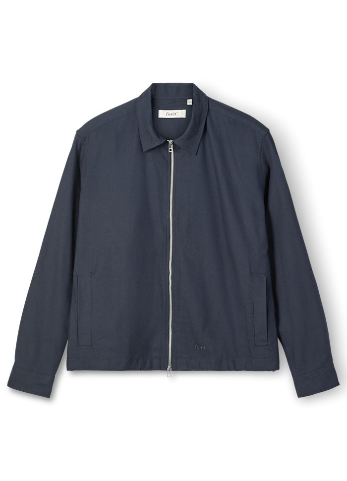 Forét Loft Zip Twill Shirt Navy