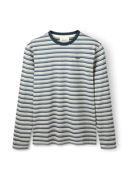 Forét Loch Long Sleeve T-shirt Navy/Green Oxide Stripe